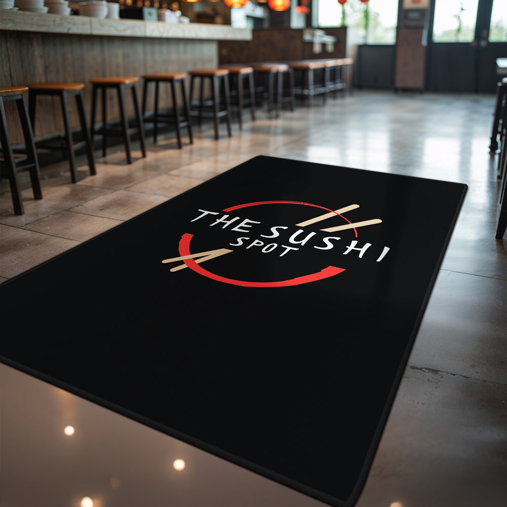 Custom logo floor rug for commercial space